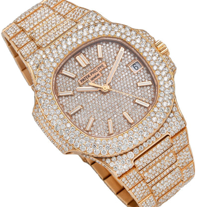 ROSE GOLD PATEK PHILIPPE NAUTILUS 5711/1R 40MM DIAMOND WATCH