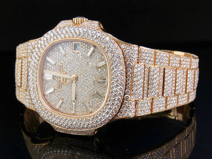 ROSE GOLD PATEK PHILIPPE NAUTILUS 5711/1R 40MM DIAMOND WATCH